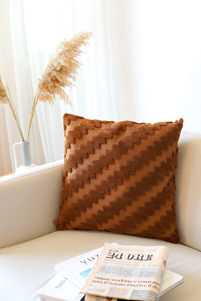 HAMUR Bohemian Design Punch Patterned Throw Pillow Cover - Zigzag Tan