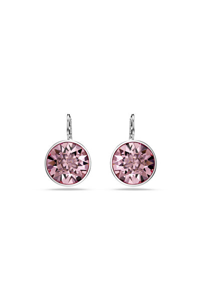 Swarovski Bella damla küpeler, Yuvarlak kesim, Pembe, Rodyum kaplama