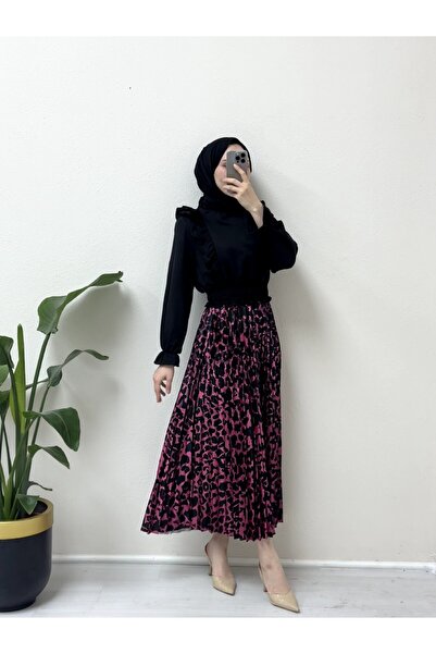 Modamorfo Digitálně potištěná plisovaná sukně - fuchsiová