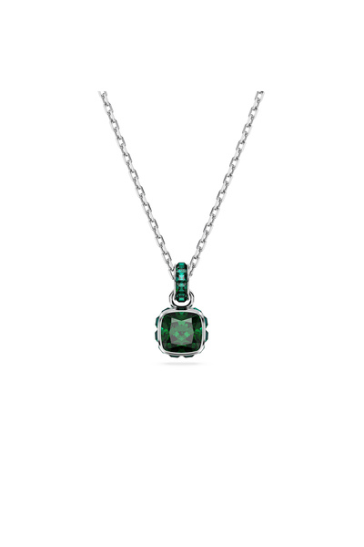Swarovski Birthstone Kolye, Kare kesim, Mayıs, Yeşil, Rodyum kaplama