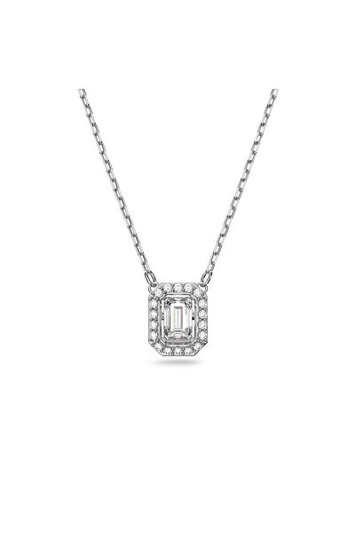 Swarovski Una Kolye, Sekizgen kesim, Beyaz, Rodyum kaplama