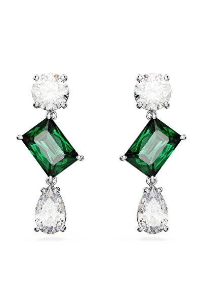 Swarovski Mesmera damla küpeler, Karışık kesimler, Yeşil, Rodyum kaplama