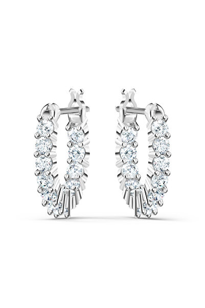 Swarovski Matrix Vittore halka küpeler, Yuvarlak kesim, Beyaz, Rodyum kaplama