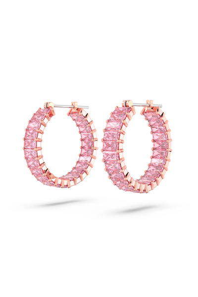 Swarovski Matrix halka küpeler, Baget kesim, Pembe, Pembe altın rengi kaplama