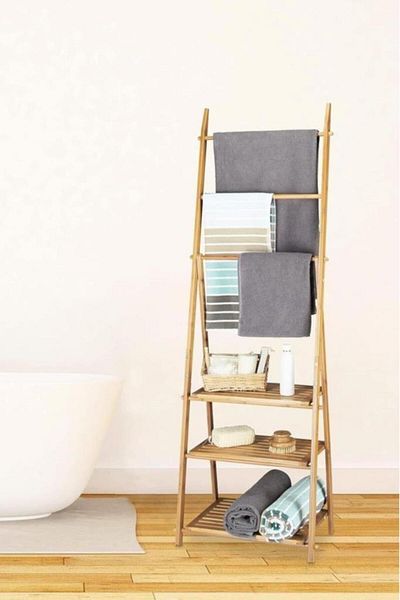 Digithome Organizer Bathroom Organizer - Bamboo Towel Rack DB-0006