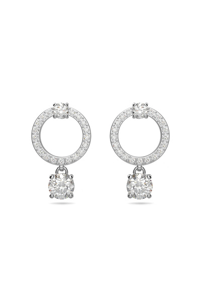 Swarovski Constella halka küpeler, Yuvarlak kesim, Beyaz, Rodyum kaplama