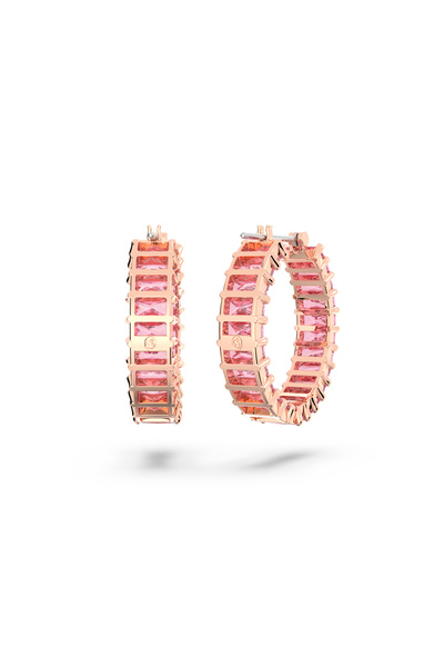 Swarovski Matrix halka küpeler, Baget kesim, Pembe, Pembe altın rengi kaplama