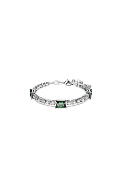 Swarovski Matrix Tennis Bileklik, Karışık kesimler, Yeşil, Rodyum kaplama