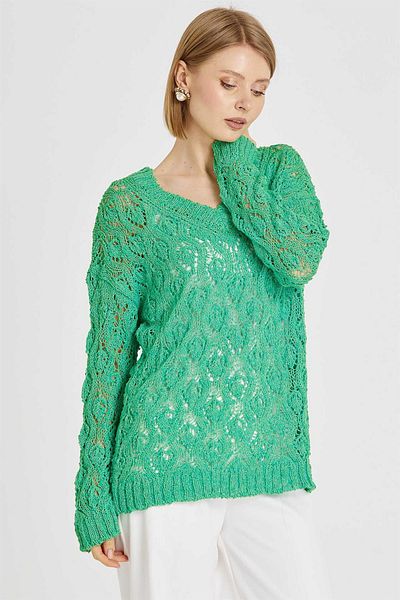 Two Mail Green V-Neck Blouse