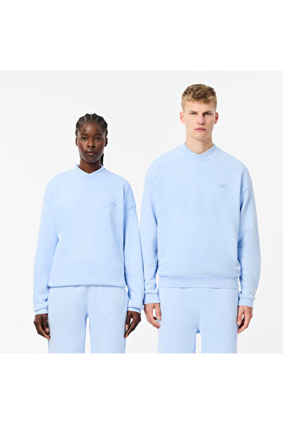 Lacoste Unisex Loose Fit Bisiklet Yaka Açık Mavi Sweatshirt