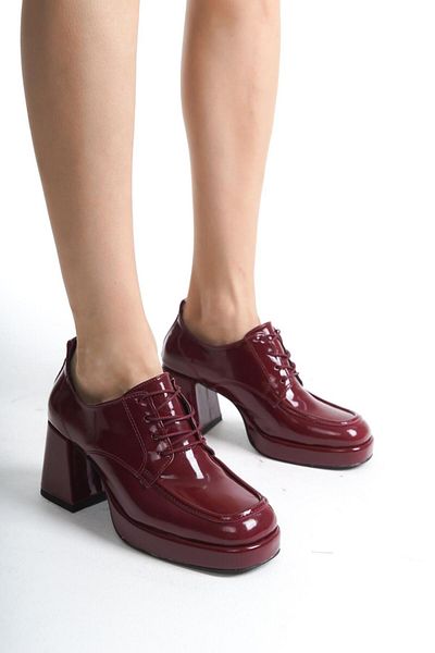 LDR Laced Patent Leather Platform Women's Shoes