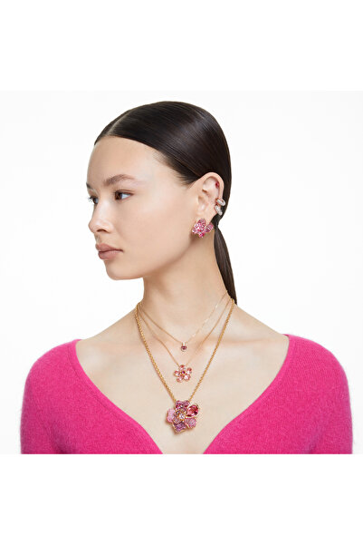 Swarovski Chroma Kolye, Kalp, Kırmızı, Altın rengi kaplama