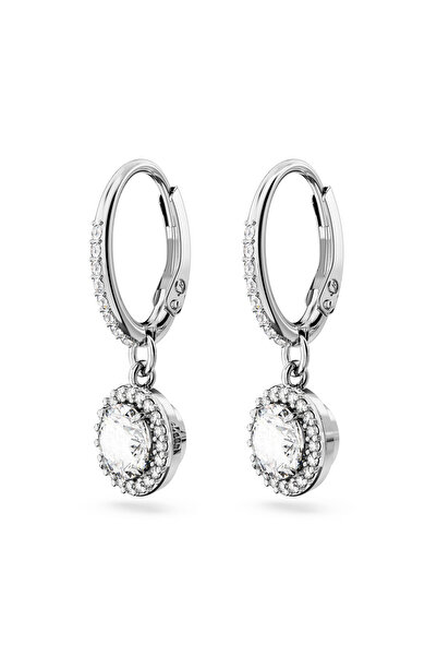 Swarovski Una Angelic damla küpeler, Yuvarlak kesim, Pavé, Beyaz, Rodyum kaplama