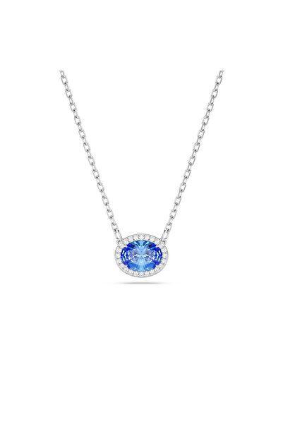 Swarovski Constella Kolye, Oval Kesim, Mavi, Rodyum Kaplama