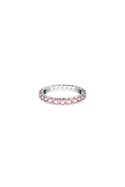 Swarovski Matrix Yüzük, Yuvarlak kesim, Pembe, Rodyum kaplama