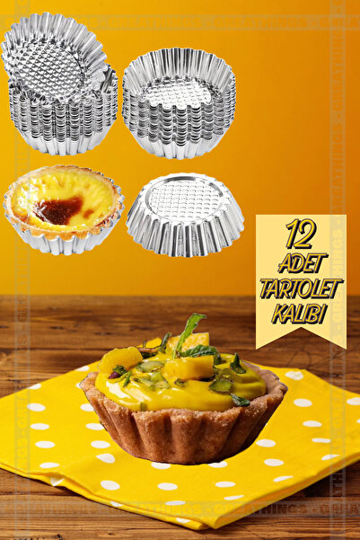 Greathings 12 Adet Paslanmaz Metal Yapışmaz  Cupcake, Muffin, Tartolet Kurabi...