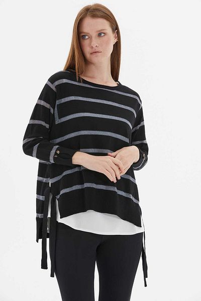 Two Mail Black-Anthracite Knitwear Shirt - Shirt Detailed