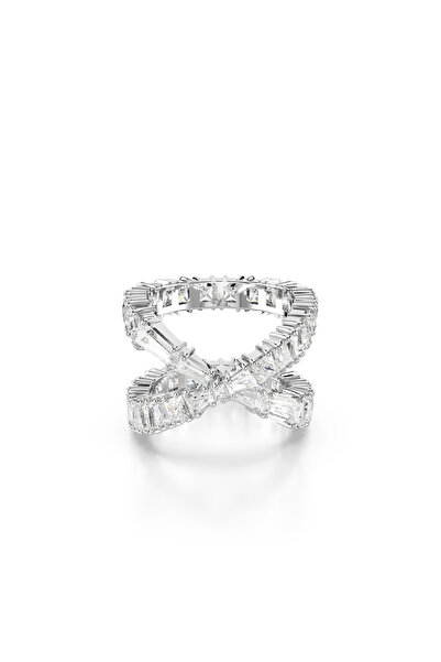 Swarovski Hyperbola Yüzük, Infinity, Beyaz, Gümüş renkli yüzey