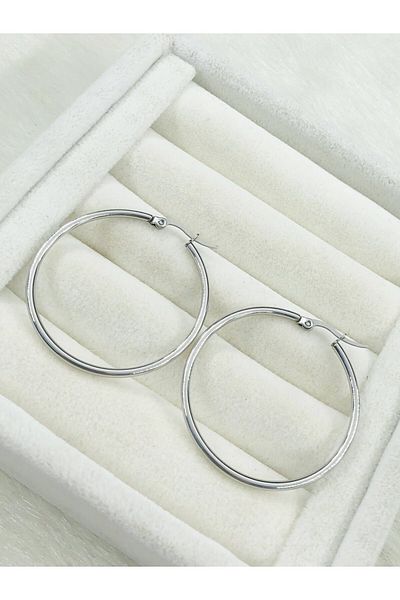 DS DİAMONDSHOP 4 cm Steel Hoop Earrings - Byçkp- 202411509