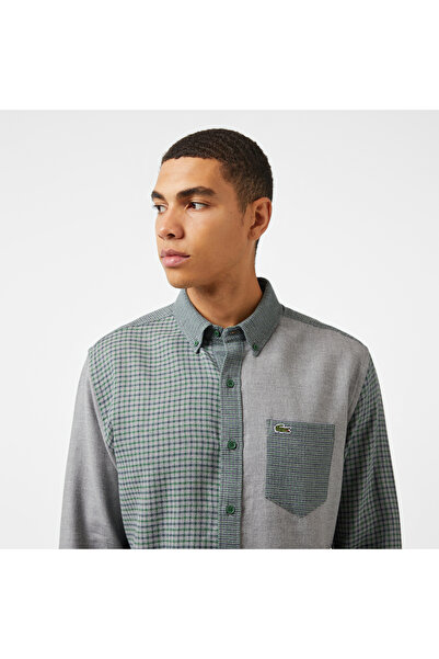 Lacoste Erkek Regular Fit Ekose Koyu Yeşil Gömlek