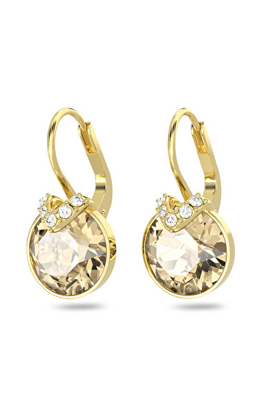 Swarovski Bella V Damla Küpeler, Yuvarlak Kesim, Altın Rengi, Altın Rengi Kaplama