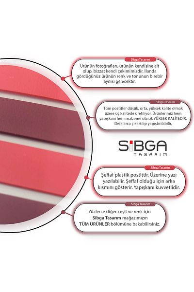 sibga tasarım Transparent Colored Post-It Note Paper - 200 Sheets Bookmark Sticker