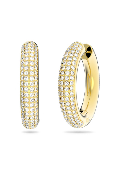 Swarovski Dextera halka küpeler, Orta, Beyaz, Altın rengi kaplama