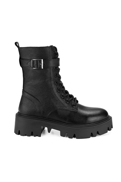 Desa Women's Black Lace-Up Leather Boots