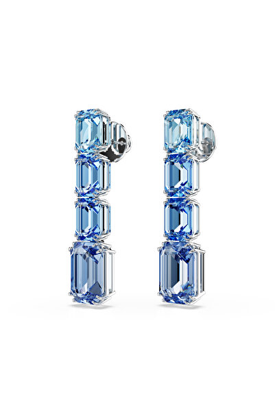Swarovski Millenia damla küpeler, Sekizgen kesim, Renk geçişli, Mavi, Rodyum kaplama