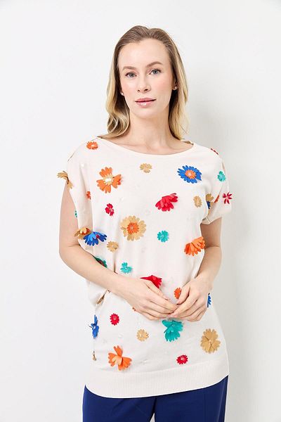 Two Mail Linen Tunic - Sprinkled Floral Pattern