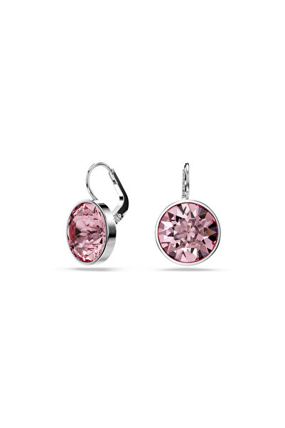 Swarovski Bella damla küpeler, Yuvarlak kesim, Pembe, Rodyum kaplama