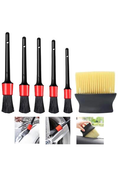 DepoMega 6 Parça Araç Oto İç Dış Konsol Torpido Detay Temizlik Fırça Seti