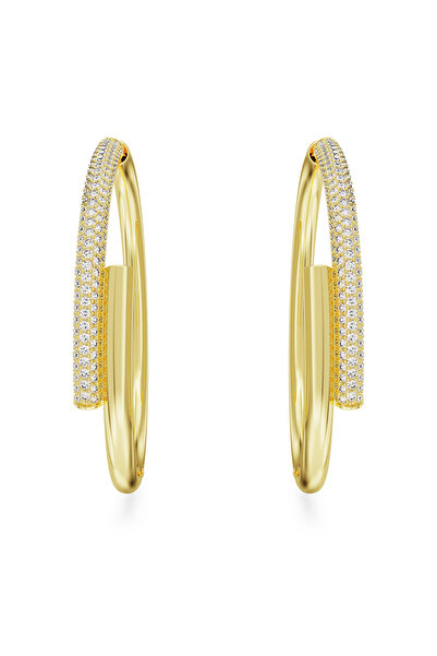 Swarovski Dextera halka küpeler, Beyaz, Altın rengi kaplama