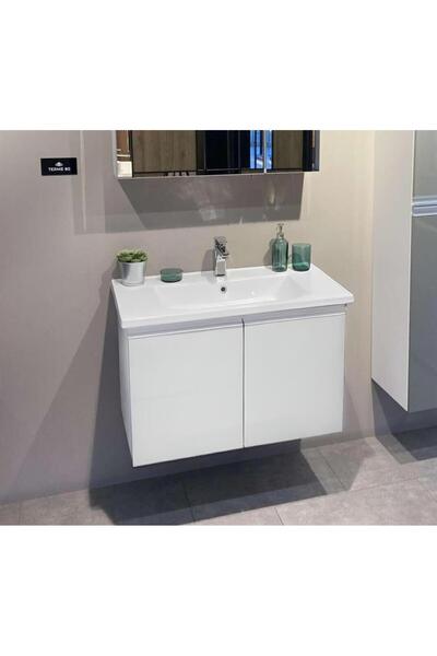 ORKA Terme 80 Cm Beyaz Kapaklı Banyo Dolabı Takımı