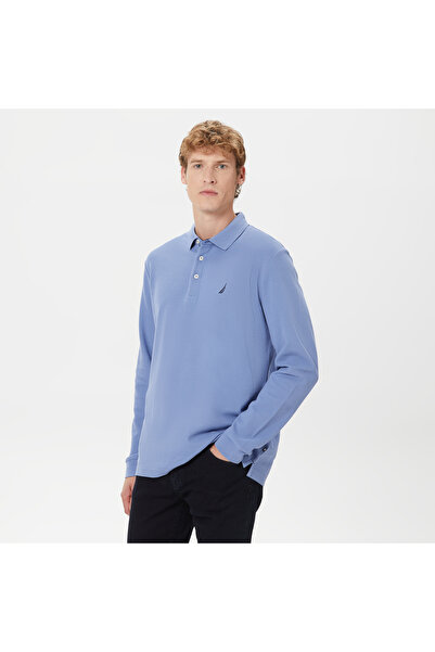 Nautica Erkek Mavi Classic Fit Uzun Kollu Polo Yaka T-Shirt
