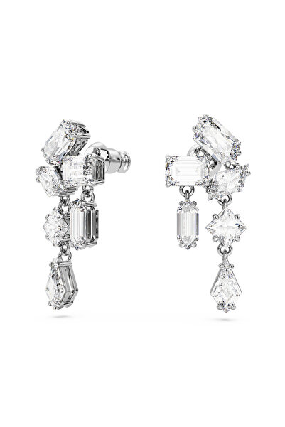 Swarovski Mesmera damla küpeler, Karışık kesimler, Beyaz, Rodyum kaplama
