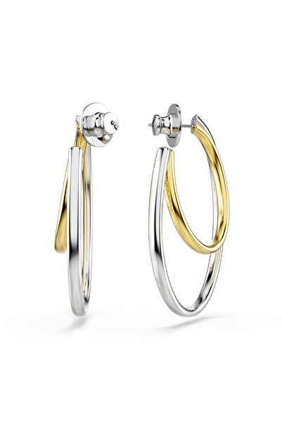 Swarovski Hyperbola halka küpeler, Yuvarlak kesim, Orta, Beyaz, Karışık metal yüzey