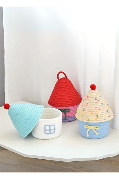 HomeTurko Boho Woven Cute Jute Basket Jewelry Beads Key Storage Attractive Natural Gift Design