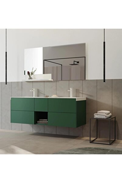 ORKA Milano 140 Cm Mat Yeşil Banyo Dolabı Takımı