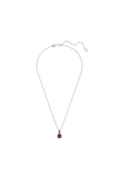 Swarovski Birthstone Kolye, Kare Kesim, Ocak, Kırmızı, Rodyum Kaplama