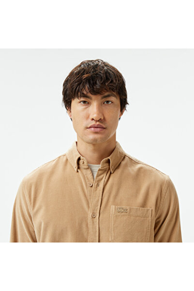 Lacoste Erkek Regular Fit Düğmeli Yaka Kahverengi Gömlek