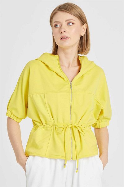 Two Mail Yellow Hooded Sweat Jacket