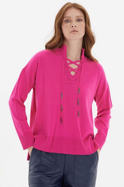 Two Mail Fuchsia Blouse - Lacing Detail