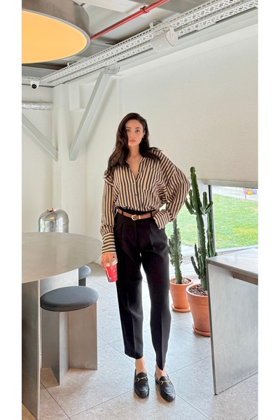 Serica Moda Yüksek Bel Kemerli Havuç Pantolon