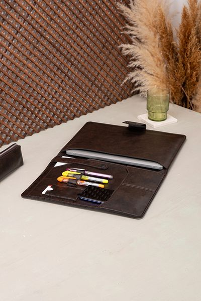 DK LEATHER حقيبة كمبيوتر محمول Macbook Pro Air من جلد البولي يوريثان - 13، 13.3، 13.6، 14 بوصة M1 M2 M3
