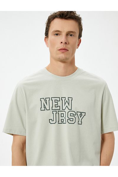 Koton Μπλουζάκι με κοντό μανίκι Cotton College Printed Crew Neck