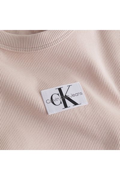 Calvin Klein Logo Badge Ribbed Short Sleeves Top