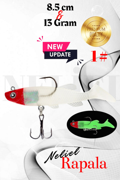 NELİEL 1 Adet 8.5cm 13gr Yumuşak Silikon Sırtlı Çift Iğneli, Silikon SAHTE Balık, T Kuyruk, Wobbler T-tail