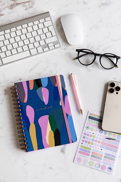 PAPERORA Navy Blue Drop A5 Spiral - Hard Cover Elastic Straight No Line Notepad