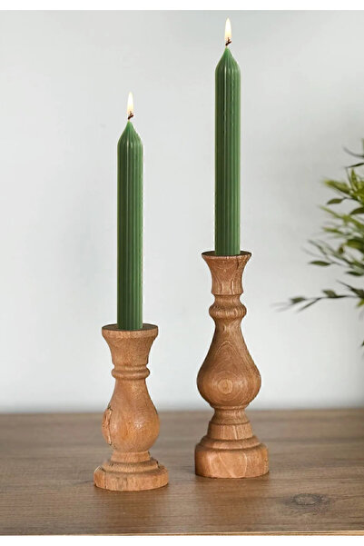 Renka Mobilya Mumluk Şamdan Ahşap Mumluk 2 Li 1258 - Yağlı